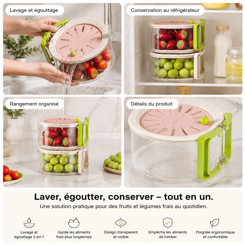 2-in-1 multifunctional telescopic drainage basket for fruit and vegetables