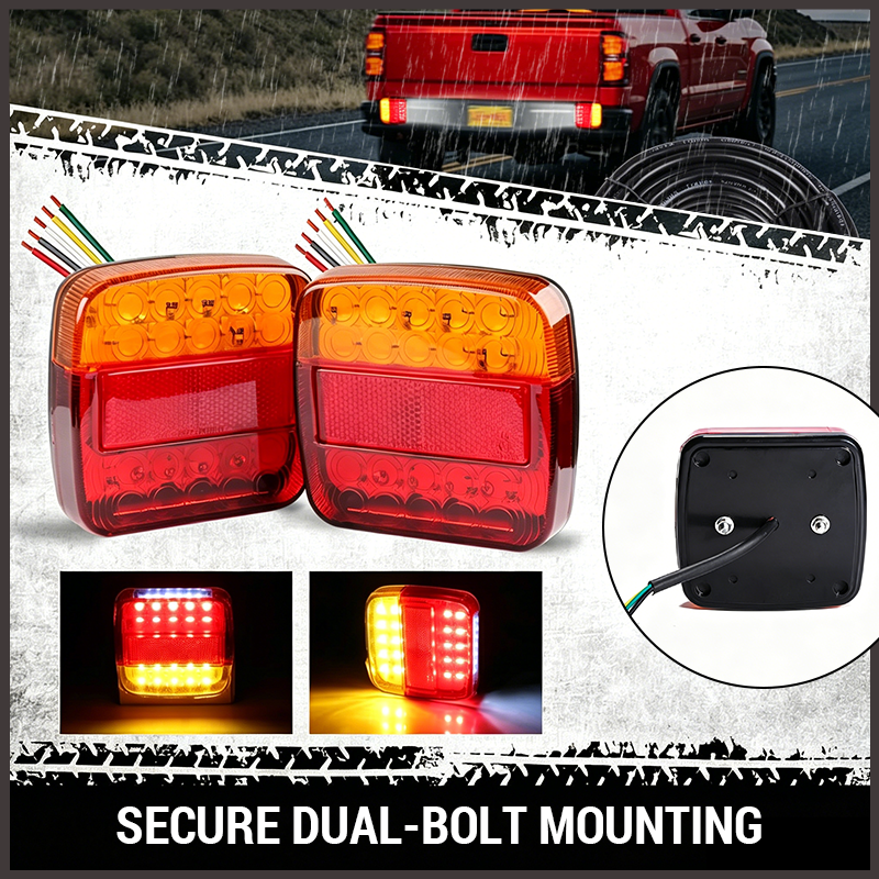 Dual-Color LED Square Tail Light – Ultra-Bright Truck & Van Safety Lamp
