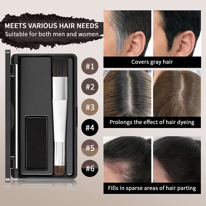 2-in-1 Root Concealer Powder & Hairline Shadow Palette for Instant Gray Coverage and Hairline Filling