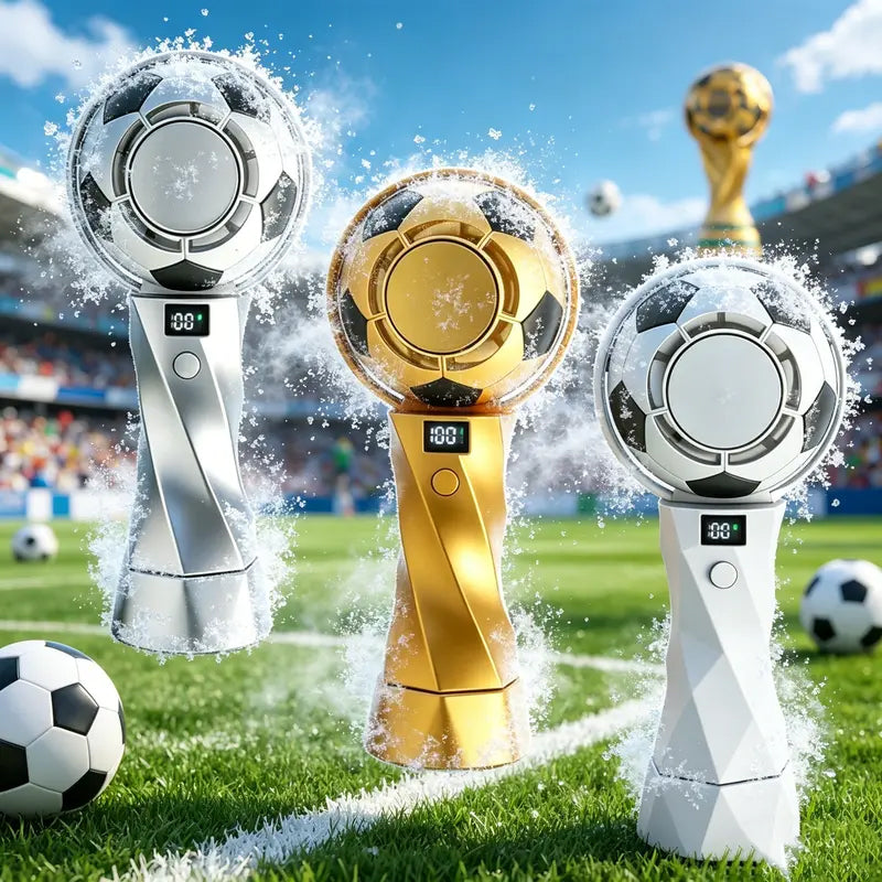 2026 Soccer-Themed Handheld Cooling Fan – Portable, Turbo-Powered, Rechargeable Mini Fan