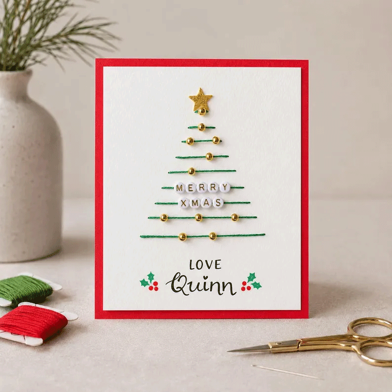 🎄🧵DIY kit for a Christmas card featuring string art