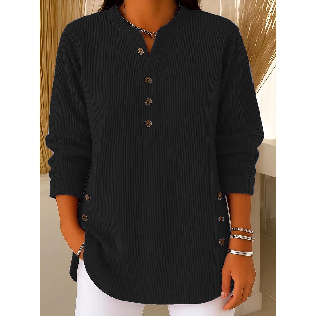 ✨🎅Joulutarjoukset – Vain rajoitetun ajan!⏰Pitkähihainen, löysästi neulottu collegepaita, yksivärinen ja pyöreä pääntie naisille