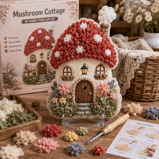 🔥 Last day: 49% off – ✨ ‘Whimsical Village’ kit for 3D fabric art (Poke Art technique)