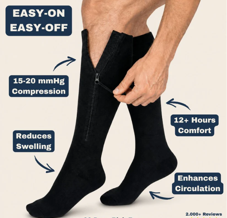 Innovative Side-Zip Athletic Support Socks – Easy Wear Compression Hose