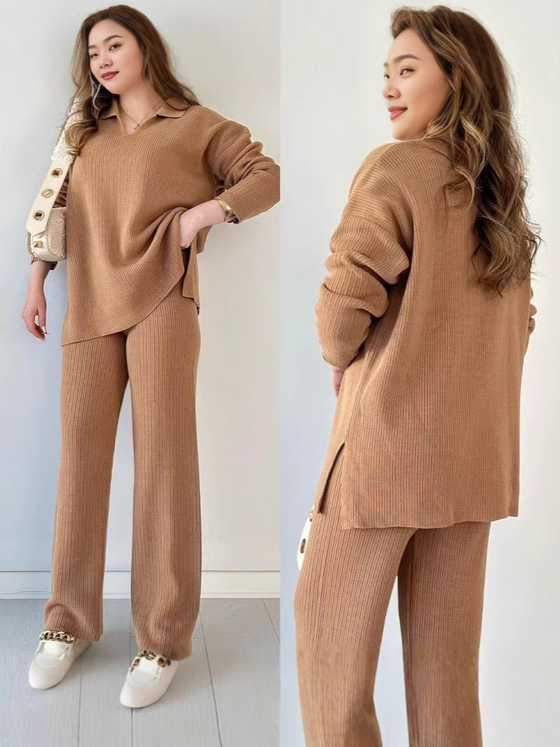 🎁🧥Kaksiosainen neulossetti, jossa V-aukko ja halkio