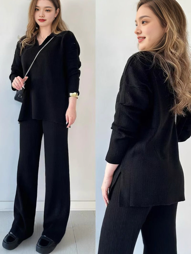 🎁🧥Kaksiosainen neulossetti, jossa V-aukko ja halkio