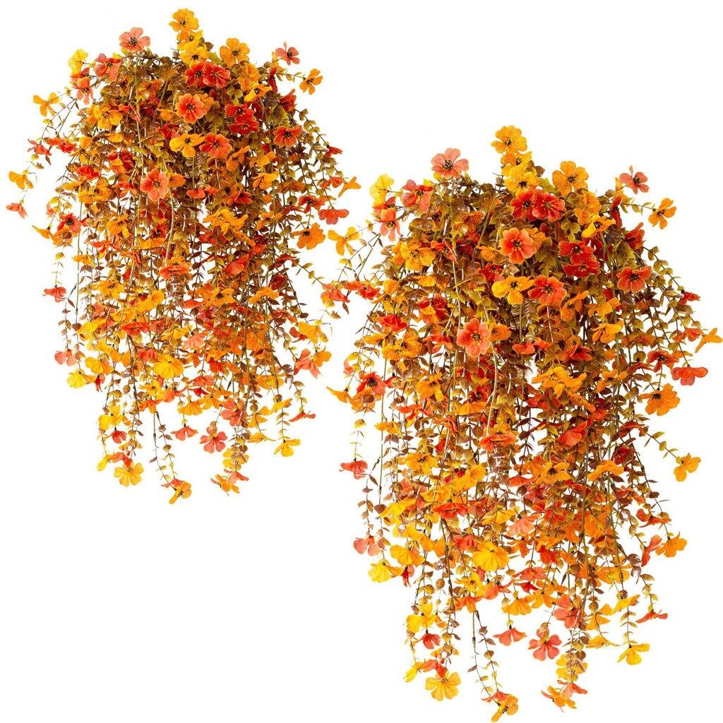 Outdoor cascading daisy and eucalyptus flowers – Realistic Hanging Plant for Indoor & Outdoor Decor