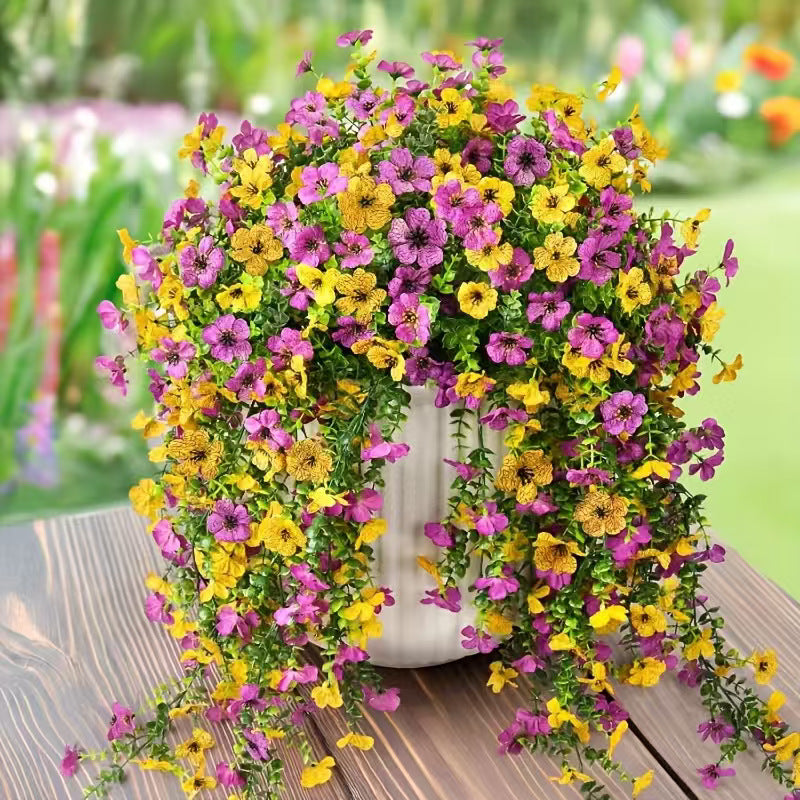 Outdoor cascading daisy and eucalyptus flowers – Realistic Hanging Plant for Indoor & Outdoor Decor