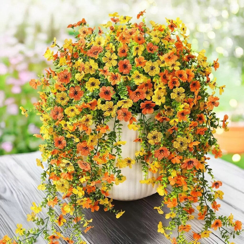 Outdoor cascading daisy and eucalyptus flowers – Realistic Hanging Plant for Indoor & Outdoor Decor