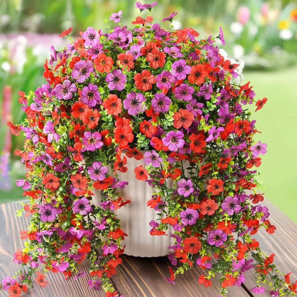 Outdoor cascading daisy and eucalyptus flowers – Realistic Hanging Plant for Indoor & Outdoor Decor