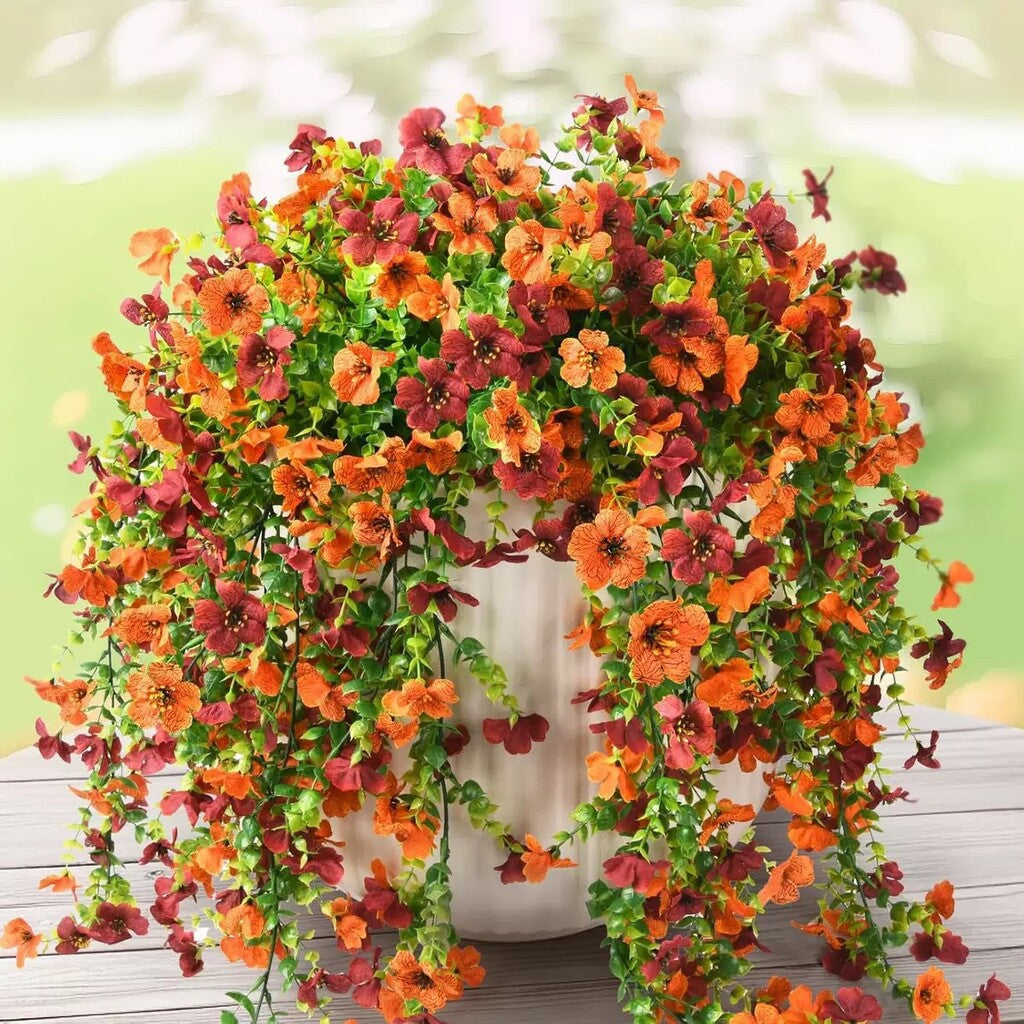Outdoor cascading daisy and eucalyptus flowers – Realistic Hanging Plant for Indoor & Outdoor Decor