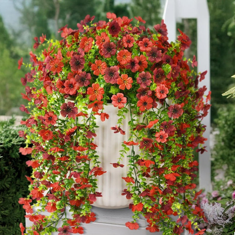 Outdoor cascading daisy and eucalyptus flowers – Realistic Hanging Plant for Indoor & Outdoor Decor
