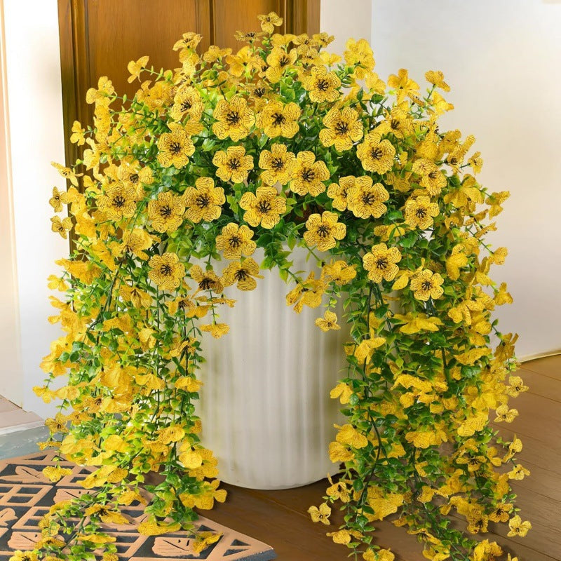 Outdoor cascading daisy and eucalyptus flowers – Realistic Hanging Plant for Indoor & Outdoor Decor