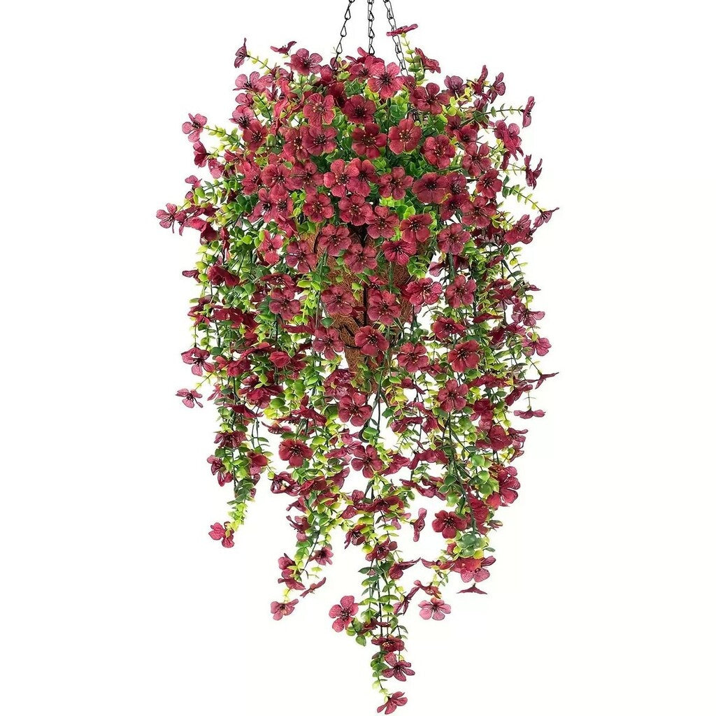 Outdoor cascading daisy and eucalyptus flowers – Realistic Hanging Plant for Indoor & Outdoor Decor