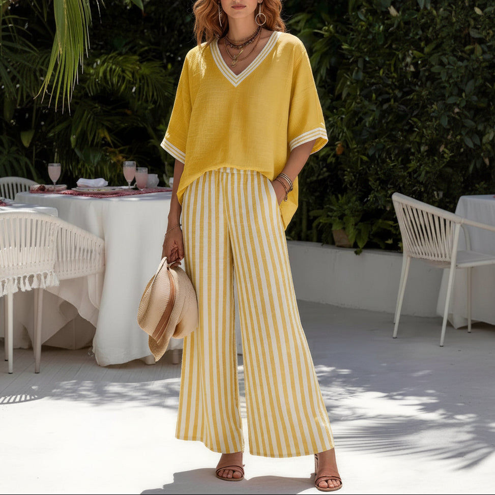 Striped Linen Cotton Two-Piece Set