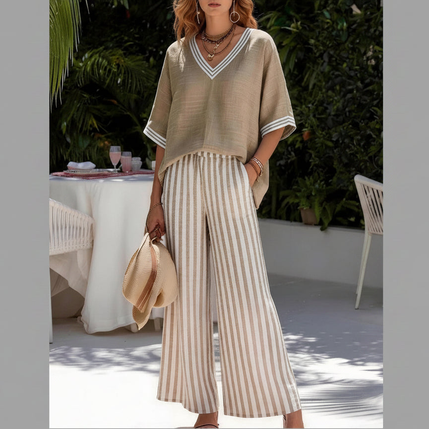 Striped Linen Cotton Two-Piece Set