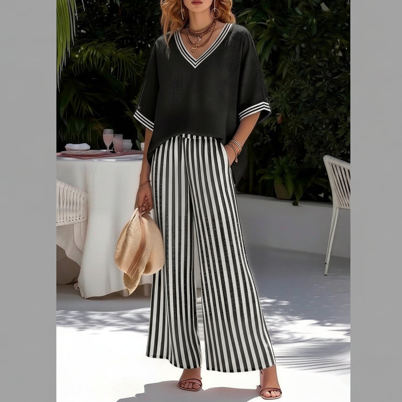 Striped Linen Cotton Two-Piece Set