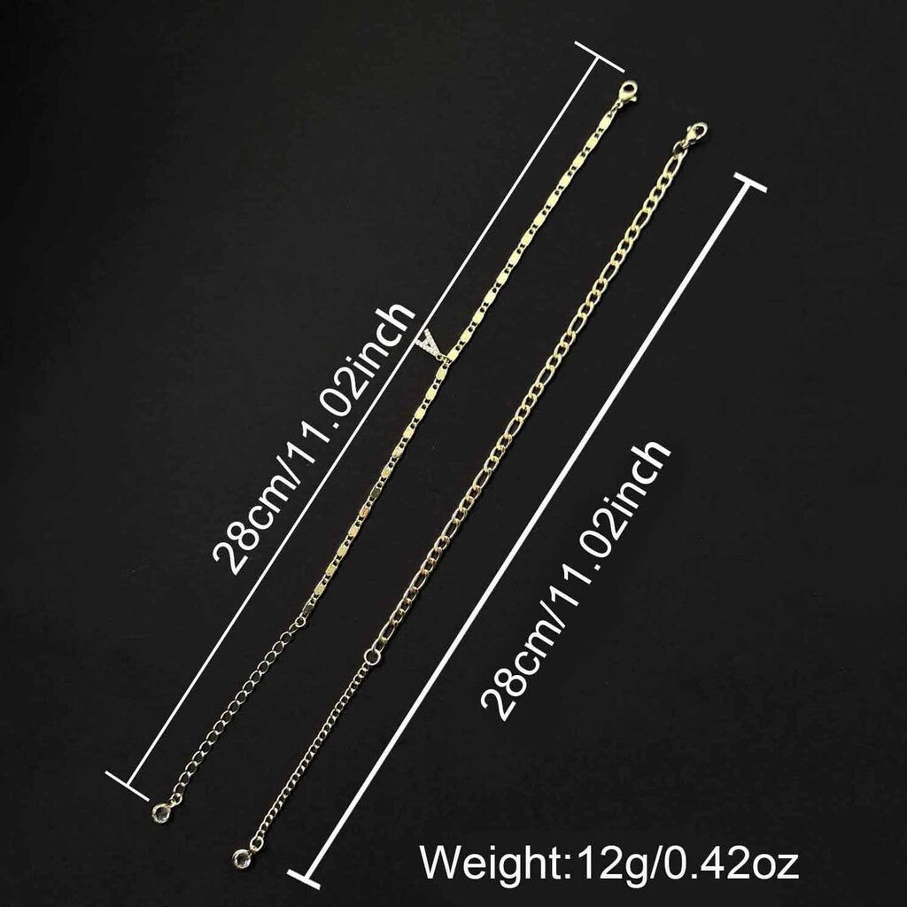 ✨ Layered Gold Ankle Bracelet for Women – Rhinestone, Adjustable, Beach Jewelry 🏖️