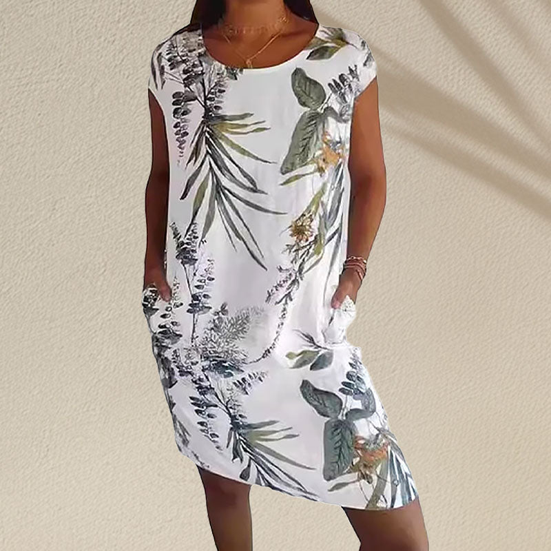 🌼Merseroitua puuvillaa oleva kukkakuvioinen taskullinen mekko