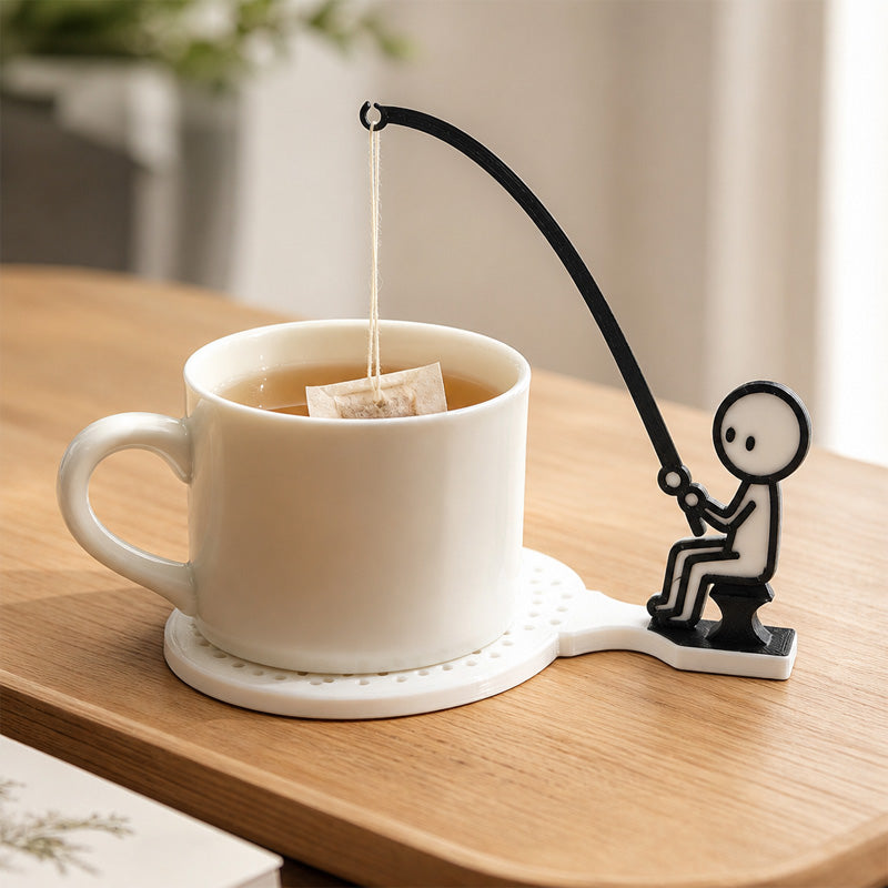Little Figure Fishing Tea Bag Holder with Coaster