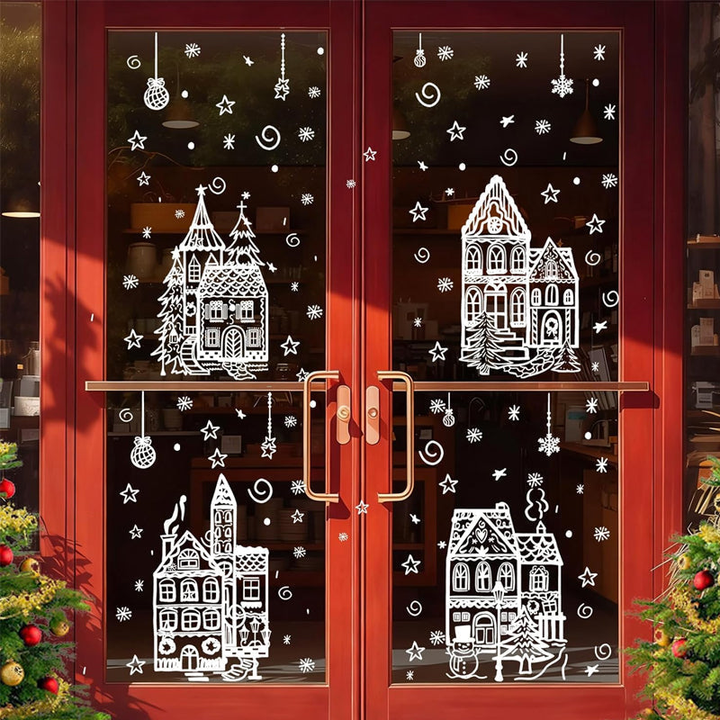 Jouluiset sarjakuva lumitalon seinätarrat