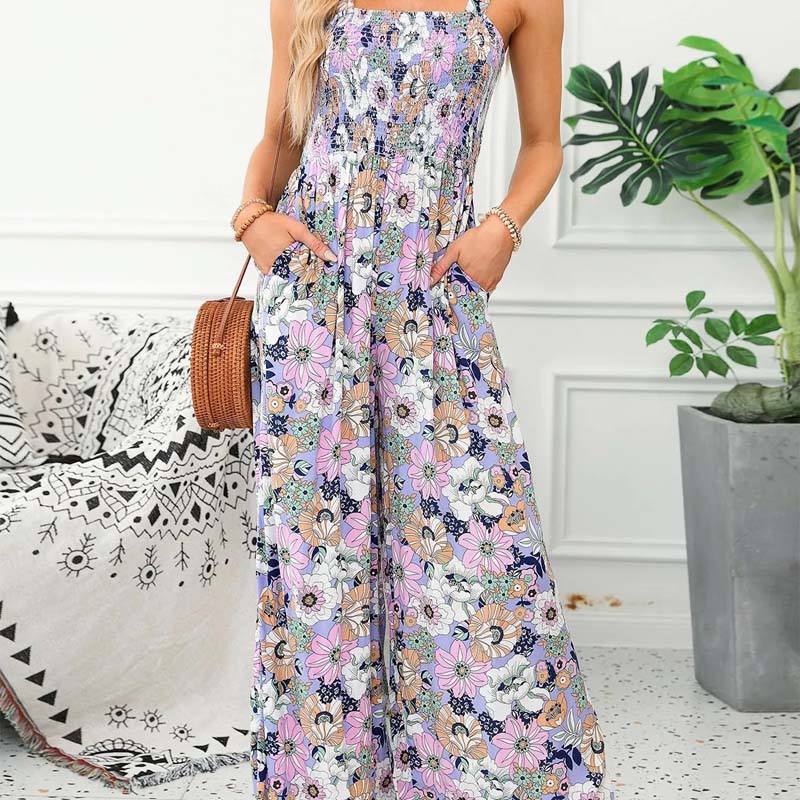 🏖️Women’s Casual Print Sleeveless Overalls Jumpsuits🌼
