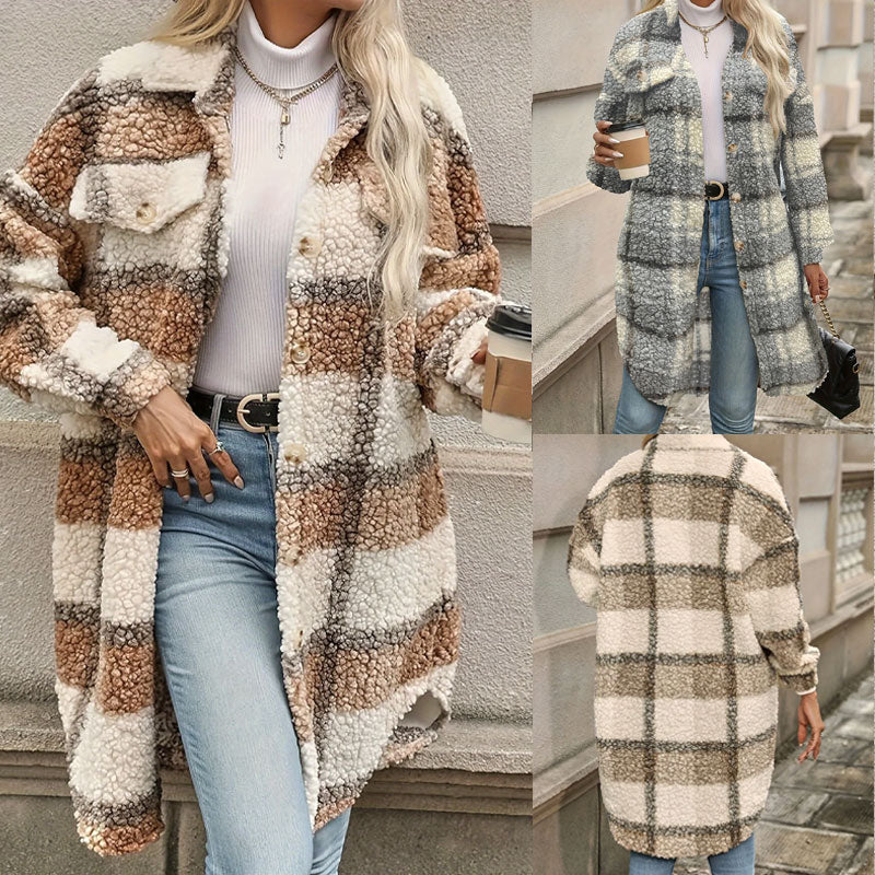 Naisten Ruudullinen Villakangastakki