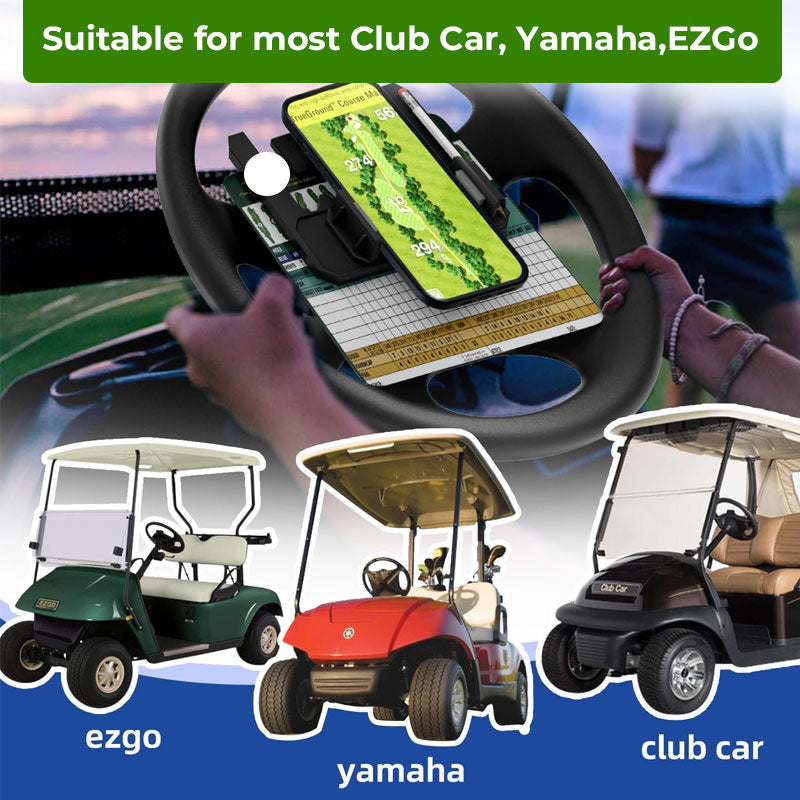 Universal Golf Trolley Phone Mount – Centre-Mounted Steering Wheel Holder for iPhone & Android