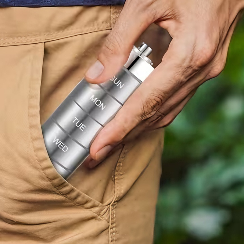 Portable 7-day Aluminum Alloy Pill Box