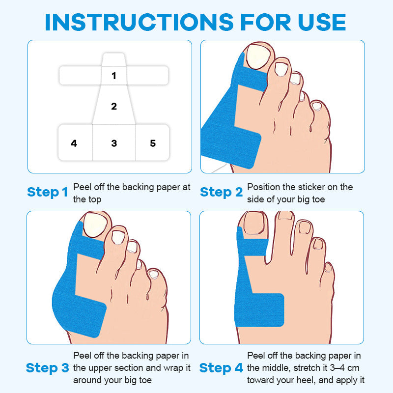 Pre-Cut Bunion Support Patches — Invisible, Shoe-Compatible Fit for Everyday Comfort and Foot Correction