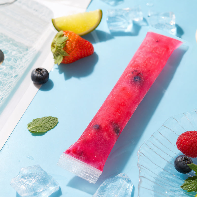 Disposable Ice Pop Bags - DIY Homemade Ice Popsicle Molds - Food Grade Self-Sealing Bags