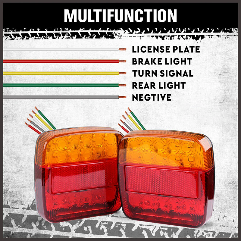 Dual-Color LED Square Tail Light – Ultra-Bright Truck & Van Safety Lamp