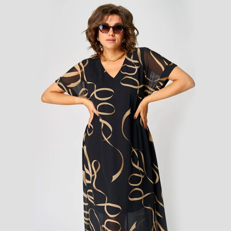 🌸Printtikuvioinen V-Aukkoinen Rento Mekko