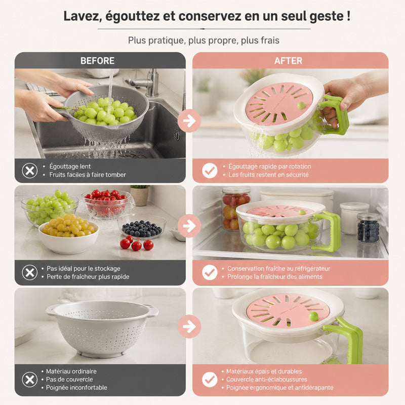 2-in-1 multifunctional telescopic drainage basket for fruit and vegetables