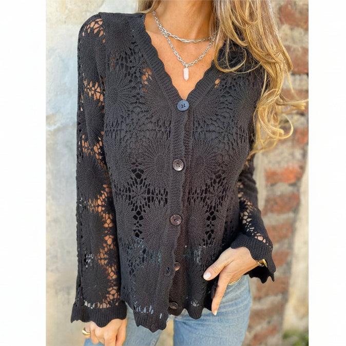 🌸Summer Hot Sale 50%OFF🌸Women Lace V-neck Long Sleeve Top
