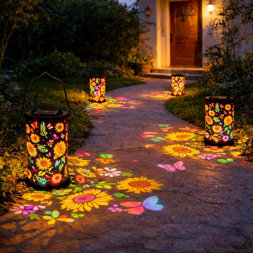 🌞Colourful solar-powered garden lantern with a sunflower light effec