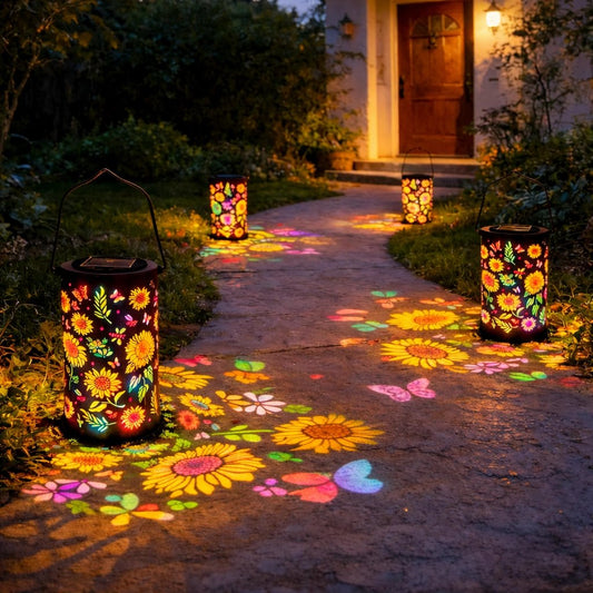 🌞Colourful solar-powered garden lantern with a sunflower light effec