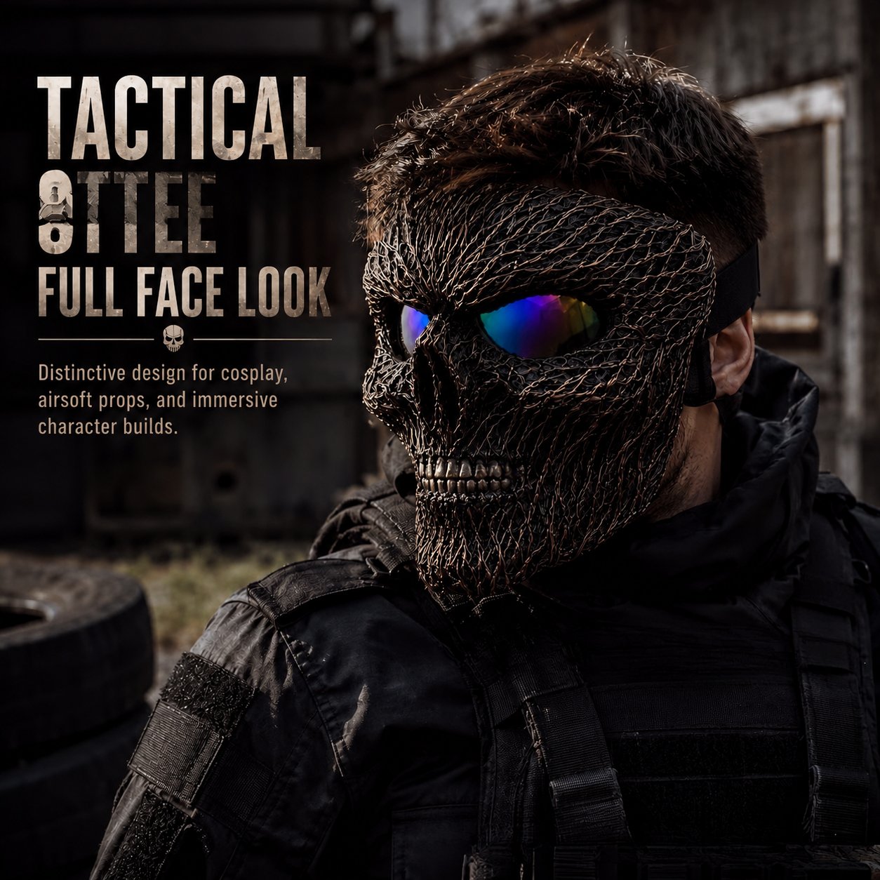 Ghost Skull Mask With Reflective Eyes