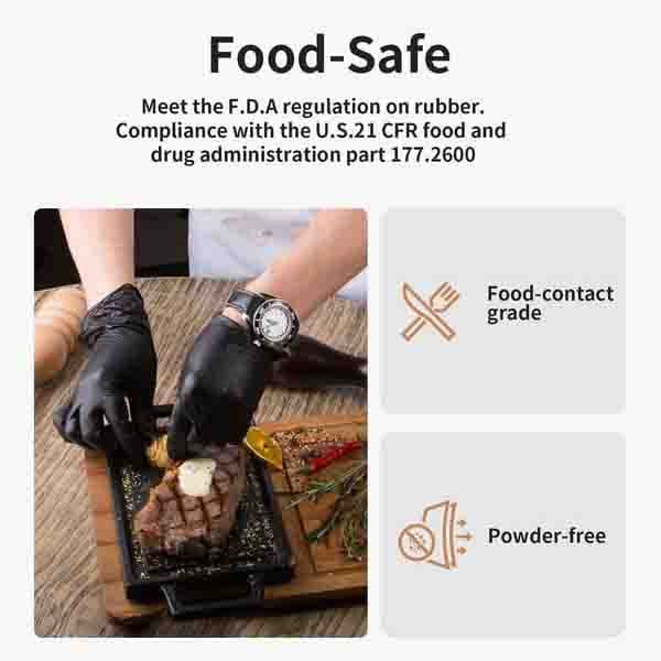 100/50 kpl mustia kertakäyttöisiä nitriilikäsineitä