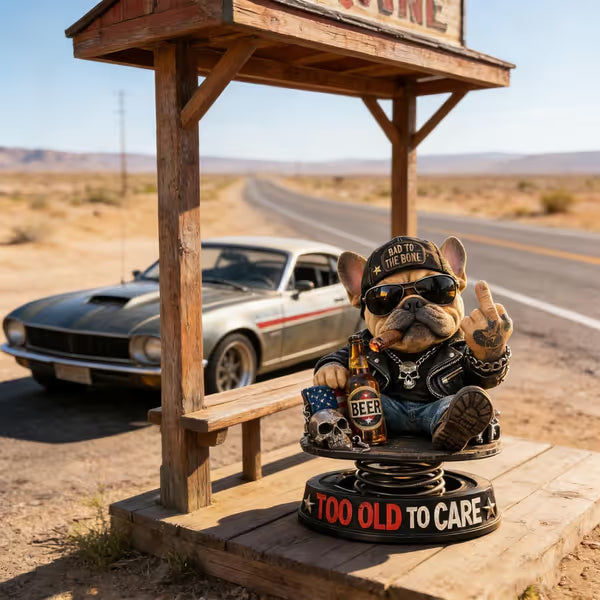 “Too Old To Care” Rebel Eagle Dashboard Bobblehead – Funny Badass Driver Car Ornament