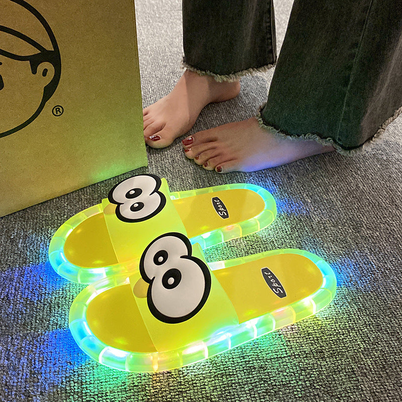 LED Light Up Cartoon Slippers – Glow in the Dark Novelty House Shoes