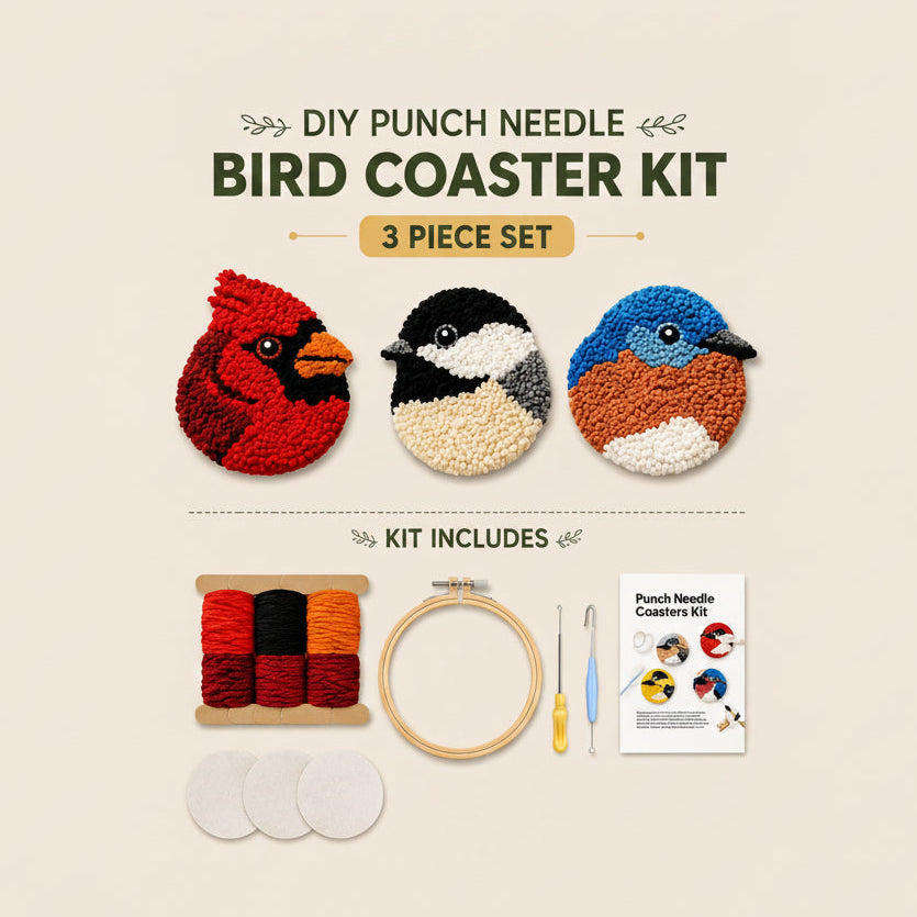 🧵Beginner-Friendly🐦DIY Bird Coasters Punch Needle Kit