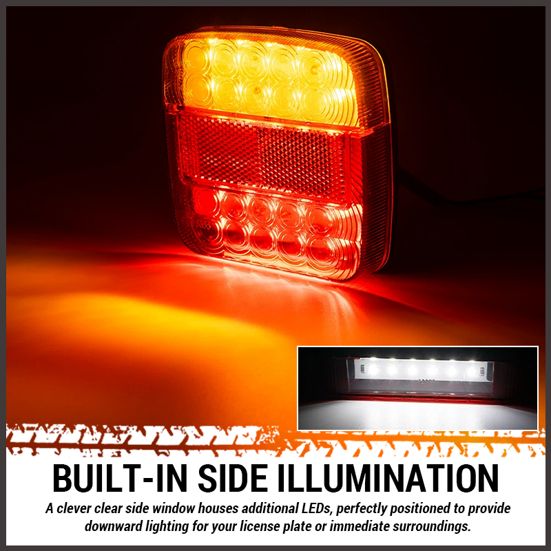 Dual-Color LED Square Tail Light – Ultra-Bright Truck & Van Safety Lamp