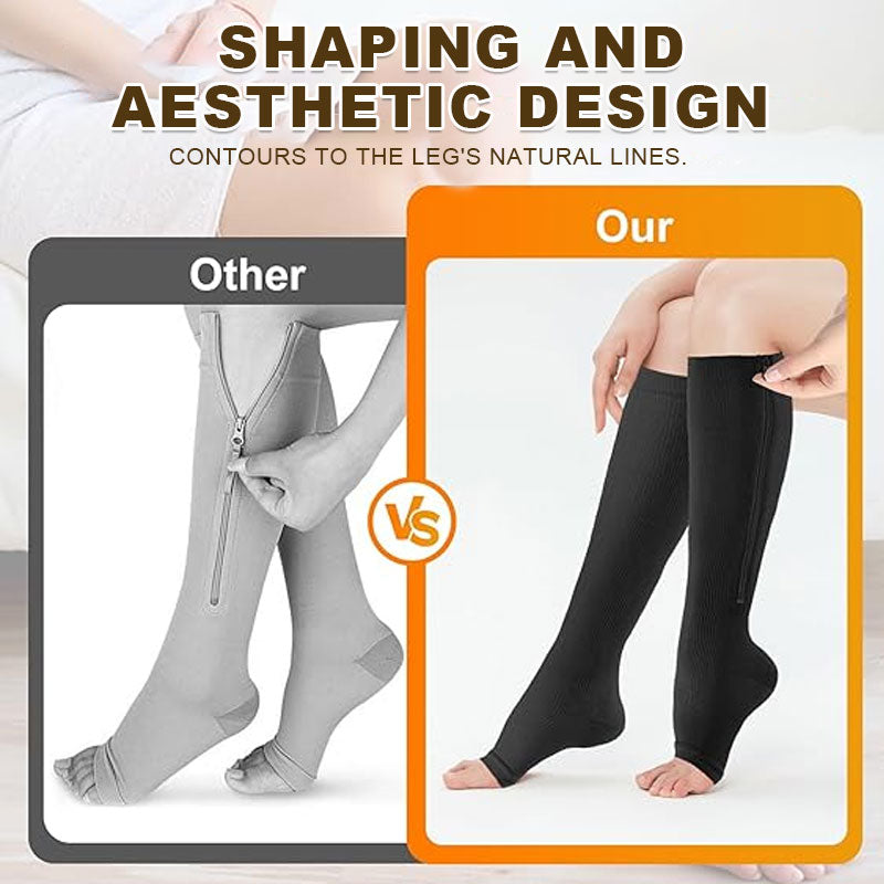 Innovative Side-Zip Athletic Support Socks – Easy Wear Compression Hose
