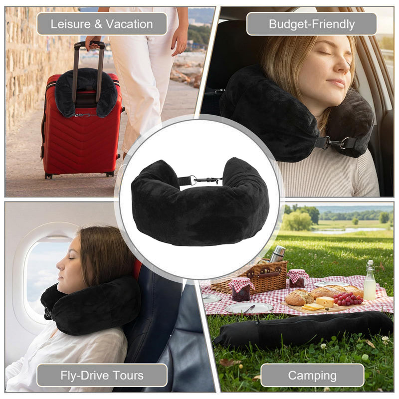 Convertible U-Shaped Travel Pillow & Storage Bag - Comfortable Neck Rest for Long Flights