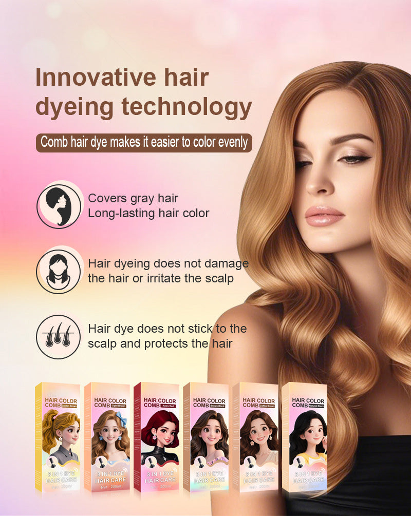 🧴3-in-1 hair dye comb | Easy hair dyeing at home with a built-in brus