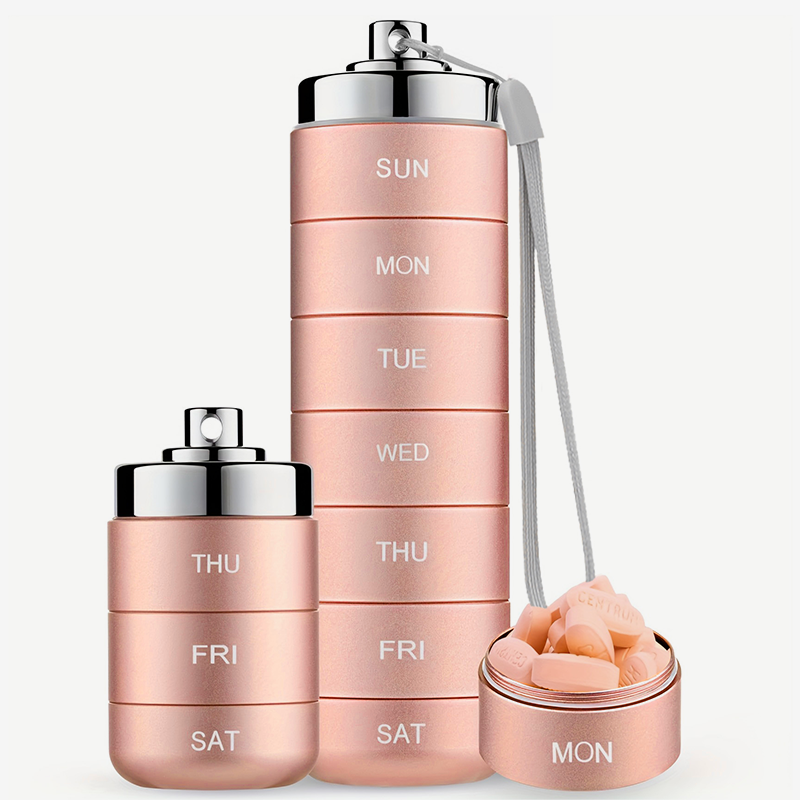 Portable 7-day Aluminum Alloy Pill Box