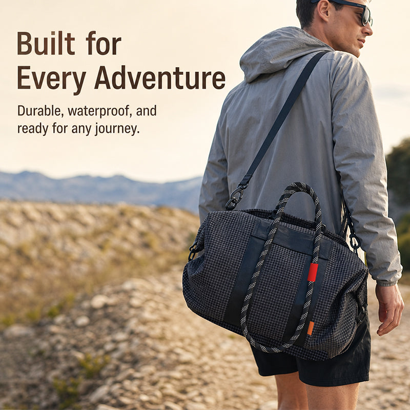 Mountain-Style Climbing Rope Nylon Grid Large Capacity Wet-Dry Separation Gym Bag Outdoor Waterproof Handbag Crossbody Travel Bag