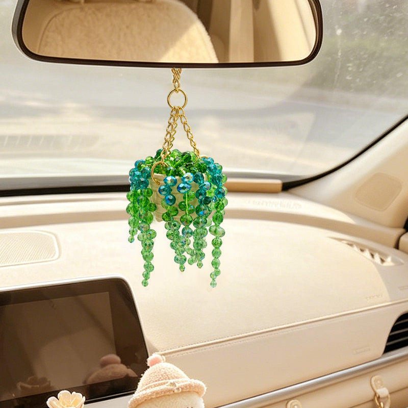 Sun-Kissed Beaded Succulent Car Charm