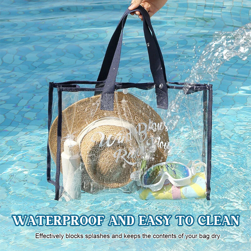 Waterproof Transparent Beach Tote – Large Capacity Travel & Swim Organizer